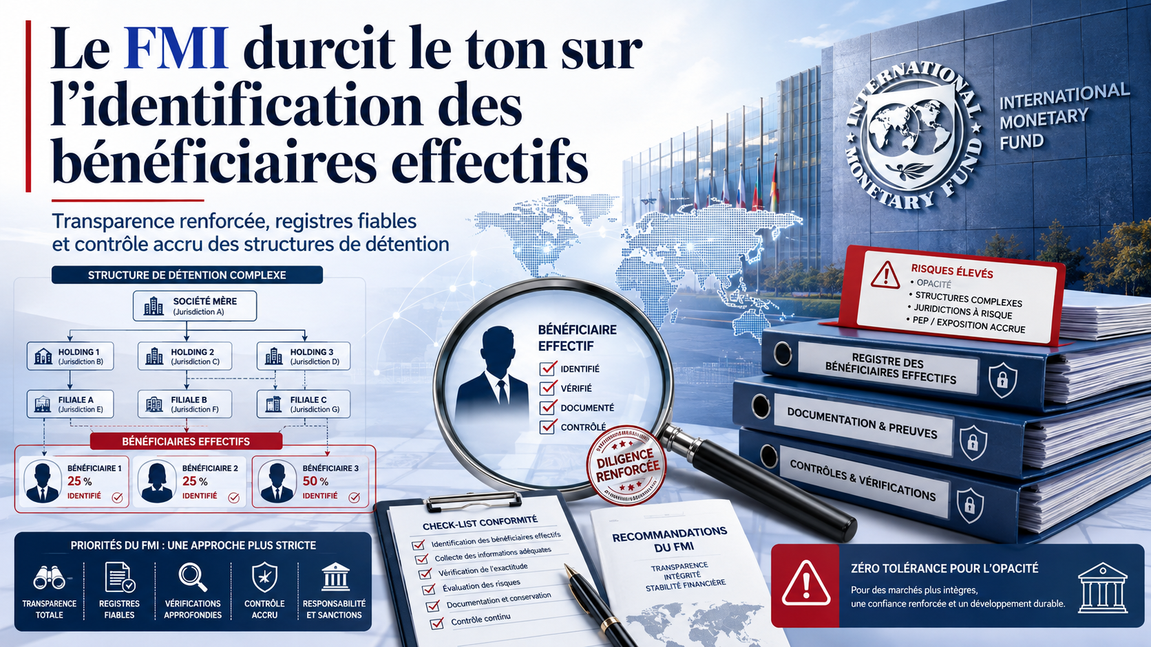 Le FMI durcit son approche AML/CFT : transparence des Bénéficiaires Effectifs et surveillance accrue des grands centres financiers
